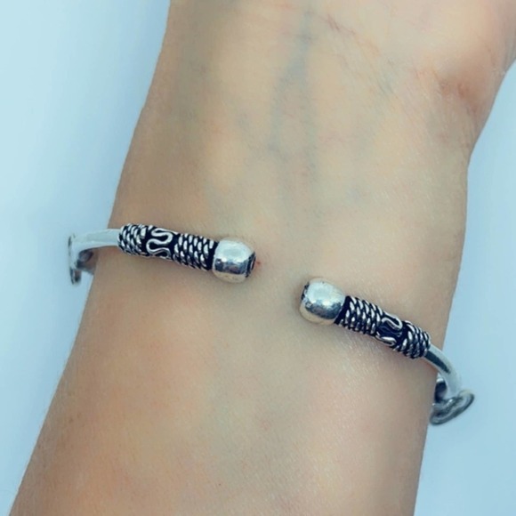 Handcrafted Coin Charm Bracelet | Adjustable Tibetan Silver Boho Bangle - Picture 14 of 15